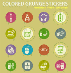 computer repair colored grunge icons