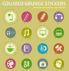 creative process colored grunge icons