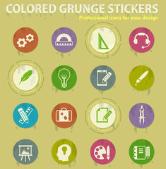 creative process colored grunge icons