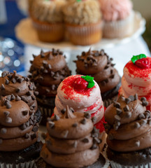 Vanilla frosting with red sugar sprinkles