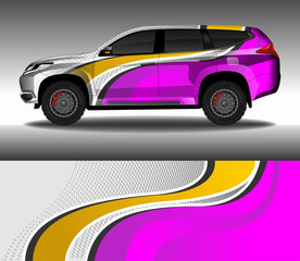 Car wrap decal design vector, custom livery race rally car vehicle sticker and tinting.