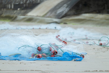 Fishing net at Hua Hin beach Thailand