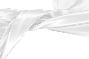 Abstract background of white wavy silk or satin. 3d rendering image.