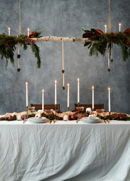Place setting for holiday dinner party