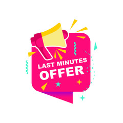 last minute deal button. flat label flag sign. Countdown, last minute offer Vector illustration. Isolated on white background.