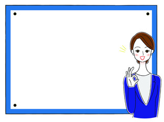 ビジネスウーマンとメッセージボード