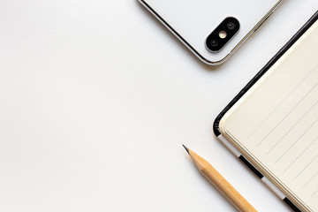 flat lay mockup image.office equipment on desk table.blank background empty space for text design studio creativity ideas for study,education,business modern accessories at workplace.blogging,blog 