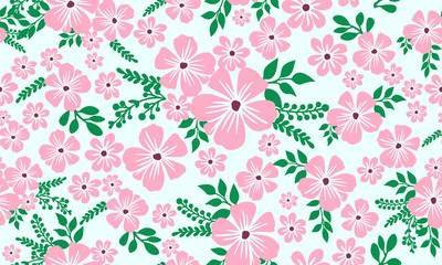Seamless valentine floral pattern Background, with elegant leaf and floral design.