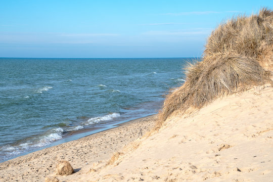 Lake Michigan Sand Dune With Beach Erosion