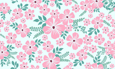 Fototapeta na wymiar Beautiful pink flower pattern background for valentine, with unique leaf and floral design.