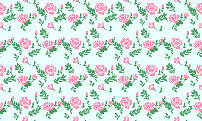 Beautiful pink flower pattern background for valentine, with unique leaf and floral design.