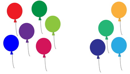Multi colored balloons isolated on white background.