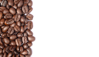 Bean coffee in isolated white background,copy space