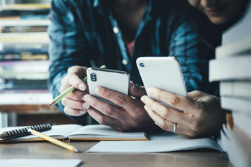 contact marketing businessman professional people thinking while working writing information documents in home offices at desk with computer,laptop,cell phone,business report chart