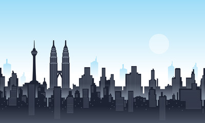 A Illustration vector background of Petronas Tower and Twin Tower Malaysia