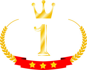 Wide Round frame of Gold laurel and crown and Ribbon