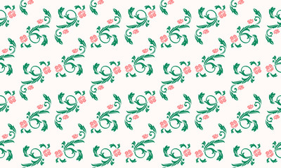 Seamless valentine flower pattern background, with leaf floral cute design.