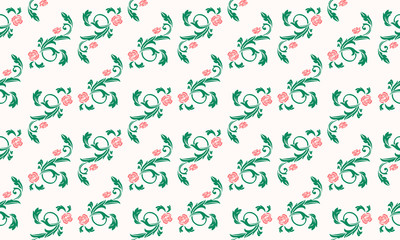 Seamless valentine flower pattern background, with leaf floral cute design.