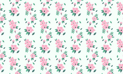 Valentine flower pattern background design, with elegant pink rose flower.