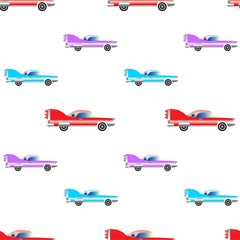 The vector seamless pattern. Cute car pattern. Vector for wallpaper, child apron, fabric, textile pattern. Endless print. Background illustration vector.