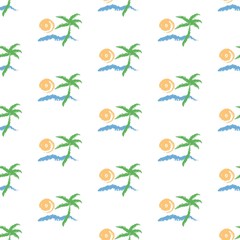 The vector seamless pattern. Cute nature pattern. Vector for wallpaper, child apron, fabric, textile pattern. Endless print. Background illustration vector.