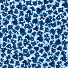 Background with many blue abstract watercolor flowers