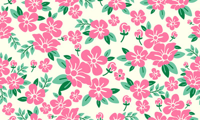 Unique valentine flower decor pattern background, with leaf and flower drawing.