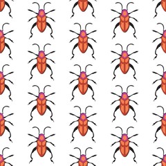 The vector seamless pattern. Cute beetle pattern. Vector for wallpaper, child apron, fabric, textile pattern. Endless print. Background illustration vector.