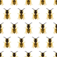 The vector seamless pattern. Cute bee pattern. Vector for wallpaper, child apron, fabric, textile pattern. Endless print. Background illustration vector.