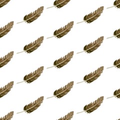 The vector seamless pattern. Cute feather pattern. Vector for wallpaper, child apron, fabric, textile pattern. Endless print. Background illustration vector.