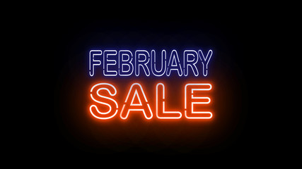 February sale neon letter on the black color for promotion sale and for clearance sale and for promote sale season.