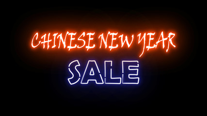 Chinese new year sale neon letter on the black color for promotion sale and for clearance sale and for promote sale season.