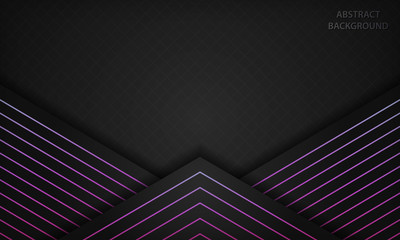 Dark abstract background with gradient geometric line element decoration. Modern overlap layer background. Vector illustration.