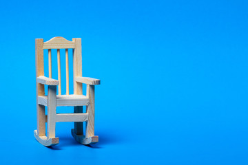 rocking chair isolated on blue background