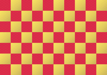 背景：市松模様 和柄 祝い 式 華やか 素材 テクスチャー イベント 青海波 金 赤