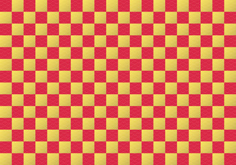 背景：市松模様 和柄 祝い 式 華やか 素材 テクスチャー イベント 青海波 金 赤