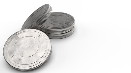  film reel cases  on white background 3d rendering for behind the scene content.