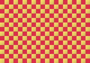 背景：市松模様 和柄 祝い 式 華やか 素材 テクスチャー イベント 麻の葉 金 赤