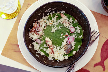 Fried Mackerel Rice : fried rice or stir-fried rice with fish, rice topped with mackerel