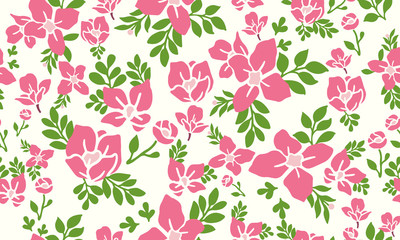Rose pink flower background for Romantic valentine, with beautiful leaf and flower drawing.