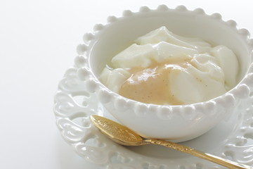 Vanilla Condense milk and yogurt for healthy dessert 