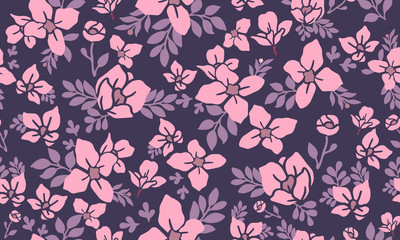 Pink flower pattern background for valentine, with leaf flower decor.