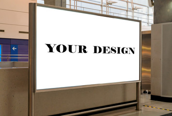 Mockup image of Blank billboard white screen posters and led in the subway station for advertising