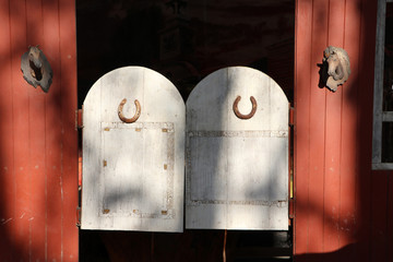 Wooden old door of west saloon, Cowboy gate style.