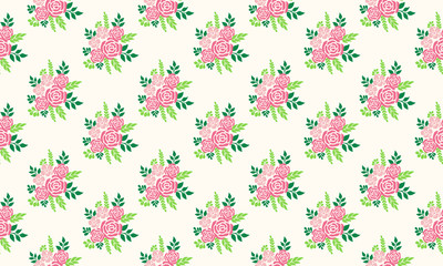 Romantic flower pattern background for valentine, with leaf and floral elegant drawing.