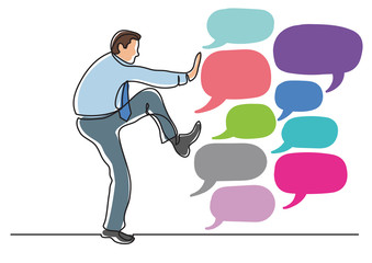 continuous line drawing of emotional business person