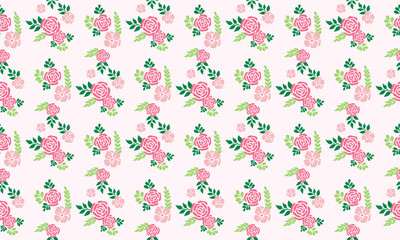 Romantic flower pattern background for valentine, with leaf and floral elegant drawing.