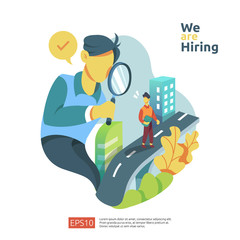 online recruitment and Job hiring concept with people character. agency interview select a resume process for social media template, web landing page, banner, presentation. Vector illustration.
