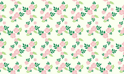 Romantic flower pattern background for valentine, with leaf and floral elegant drawing.
