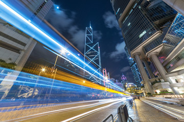 Fototapeta na wymiar traffic in downtown of Hong Kong city at night